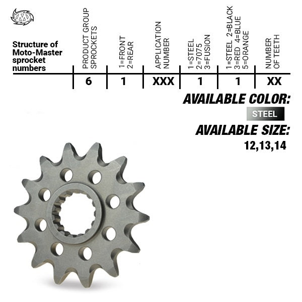 SPROCKET FRONT MOTO MASTER STEEL 12 TOOTH SHERCO