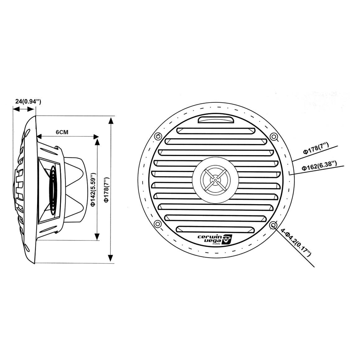CERWIN VEGA RPM XED 6.5" 2-WAY COAXIAL MARINE SPEAKERS 250W RMS (PAIR)