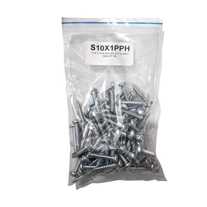 10 X 5/8" PAN PHILLIPS STP SCREW BLACK - BAG OF 100