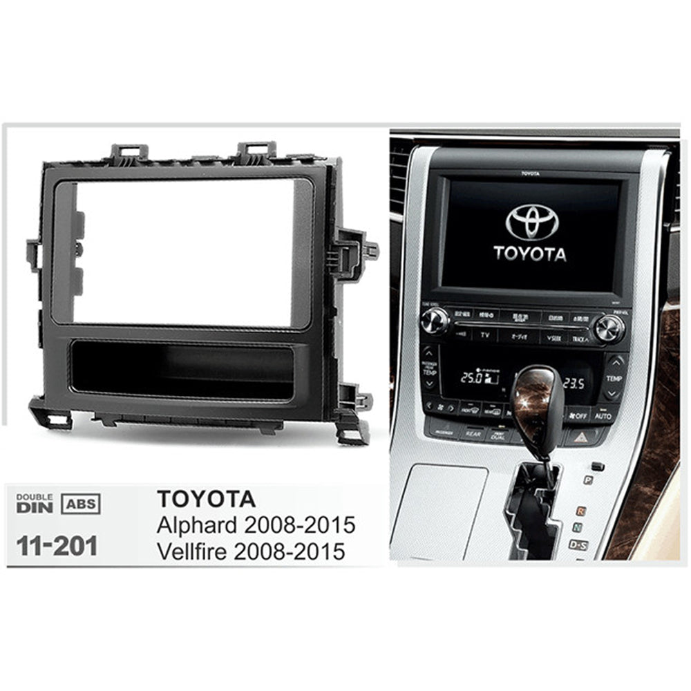 FITTING KIT TOYOTA ALPHARD , VELLFIRE 2008 - 2015 DOUBLE DIN (BLACK) (WITH TOYOTA SIDE TRIMS)