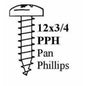 12 X 3/4" PAN POZI STP SCREW ZP - BAG OF 100