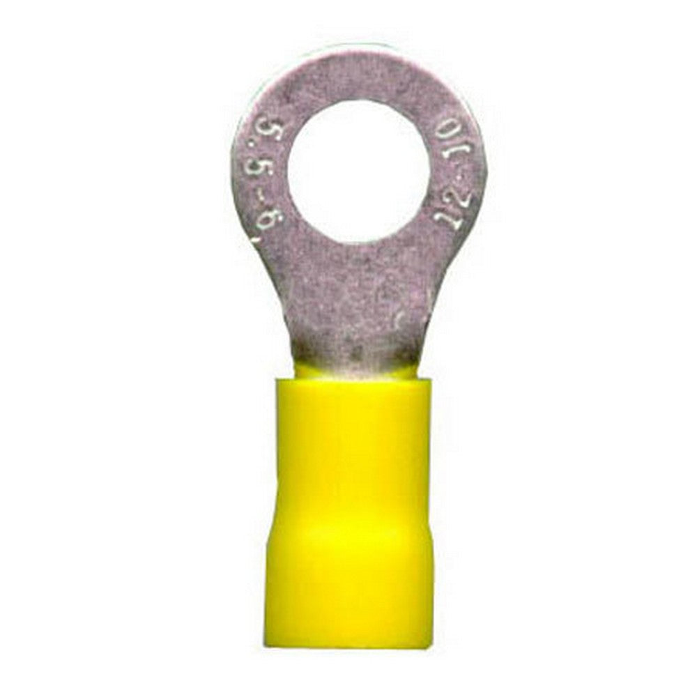 YELLOW RING CRIMP TERMINALS 6.4MM - PACK OF 100