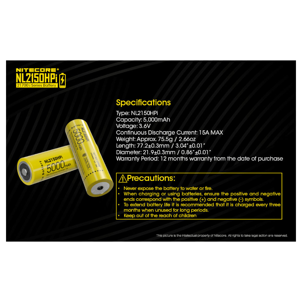 NITECORE 21700i RECHARGEABLE BATTERY 3.6V 5000MAH