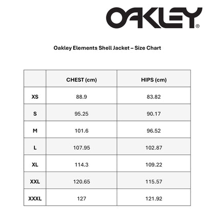 Oakley Elements Shell Jacket size chart