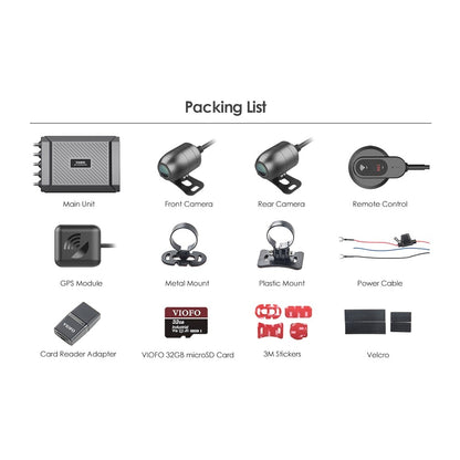 VIOFO 1080P MOTORCYCLE DASHCAM DUAL CHANNEL F/R WIFI + GPS