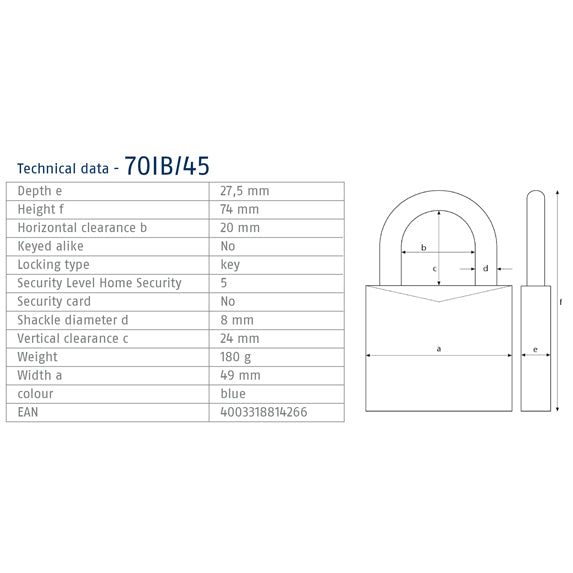 ABUS 70IB_45 Tech Data