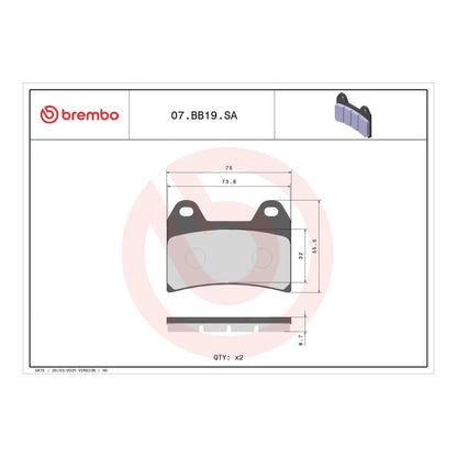 Brembo Prime Sinter Front Brake Pads 07BB19SA