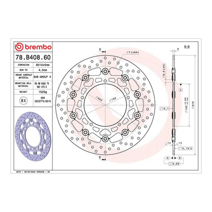 Brembo Prime Serie Oro Front Brake Disc 78B40860