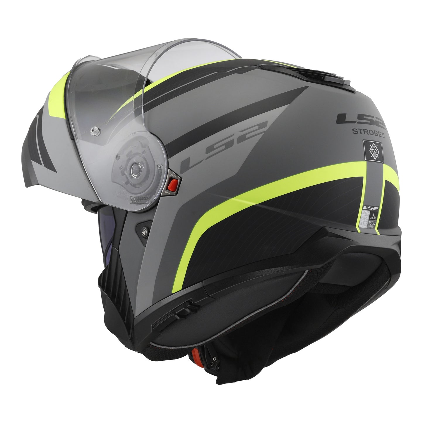 LS2 FF908 Strobe II Monza Flip Front Helmets - Matte Black / Hi-Vis Yellow 06