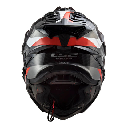 LS2 MX701 Explorer Carbon Frontier Helmet - Titanium / Red