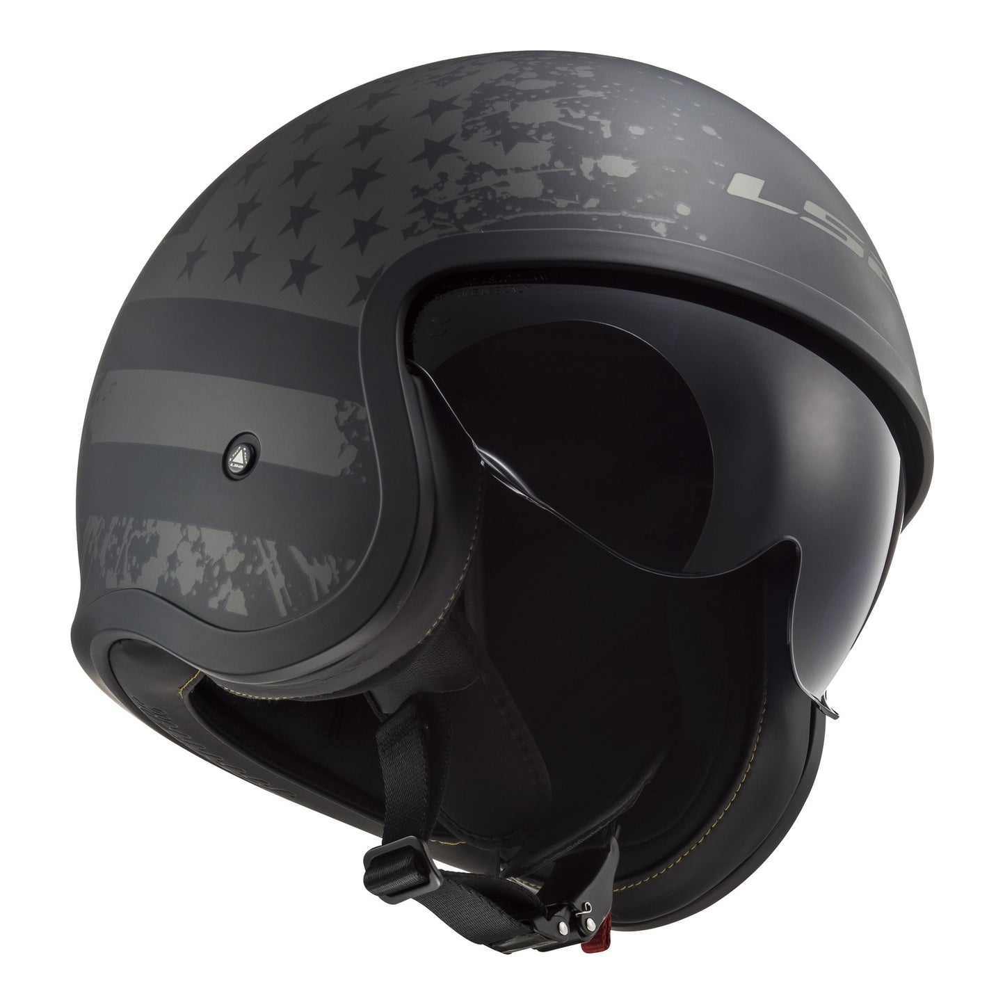 LS2 OF599 Spitfire II Black Flag Helmet - Matte Black / Titanium