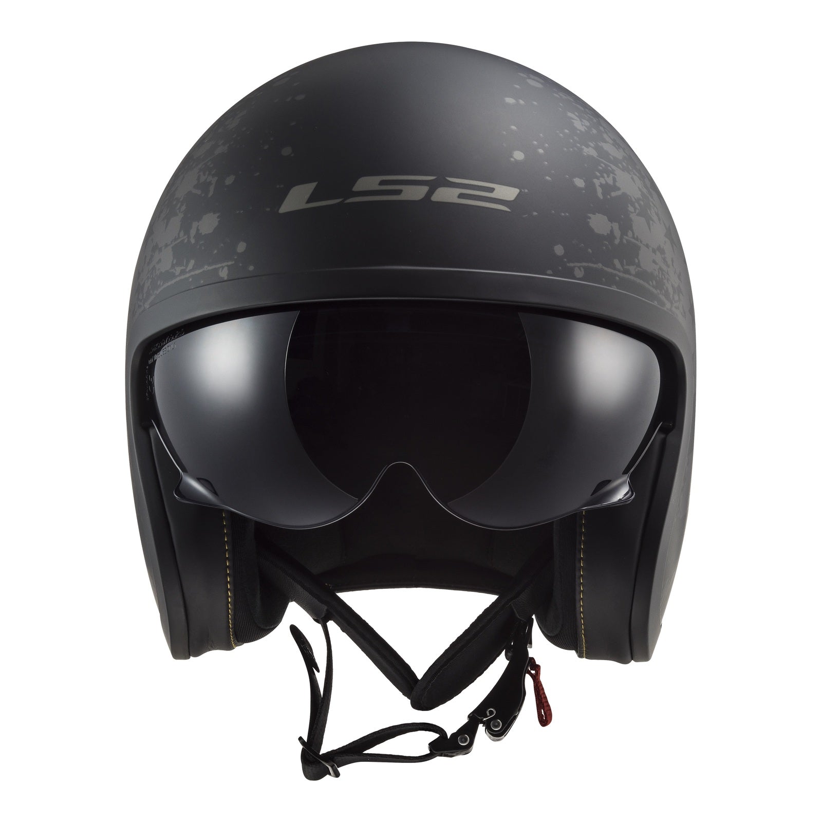LS2 OF599 Spitfire II Black Flag Helmet - Matte Black / Titanium