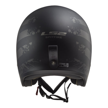 LS2 OF599 Spitfire II Black Flag Helmet - Matte Black / Titanium