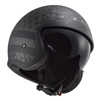 LS2 OF599 Spitfire II Flag Helmet - Matte Black 06