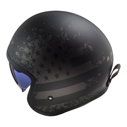 LS2 OF599 Spitfire II Flag Helmet - Matte Black 06