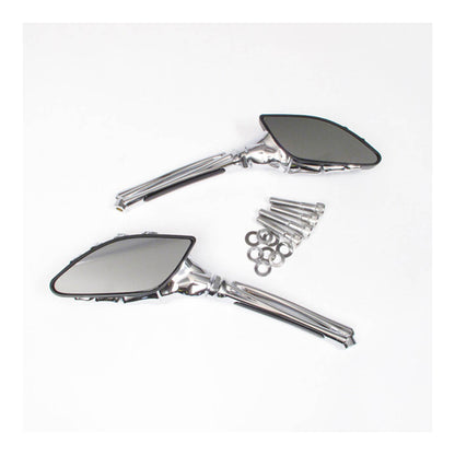 Whites Mirror - Universal Skeleton Hand Chrome / Black Harley (Pair)