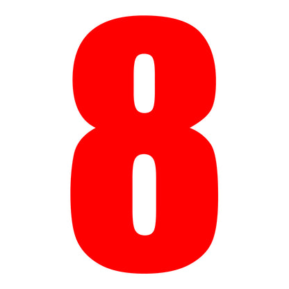 Whites Race Number - Red #8 (10 Pack)