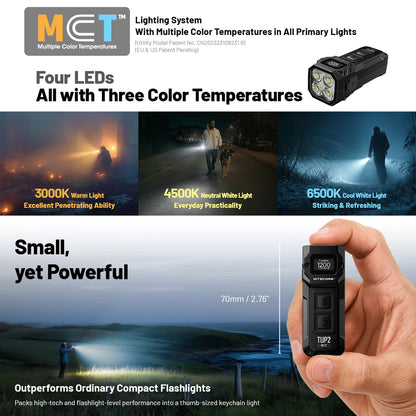 NITECORE TUP 1200 LUMEN RECHARGEABLE EDC FLASHLIGHT BLACK
