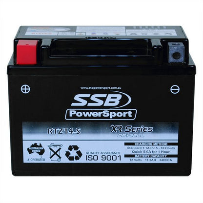 MOTORCYCLE AND POWERSPORTS BATTERY (YTZ14-S) AGM 12V 11.2AH 340CCA SSB HIGH PERFORMANCE