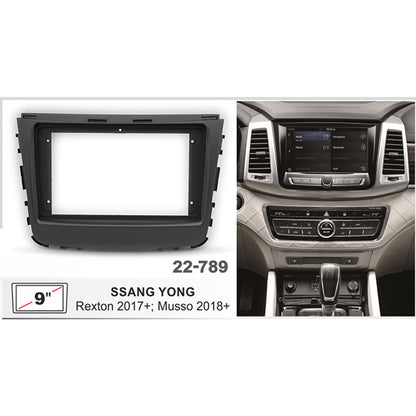FITTING KIT 9" DASH SSANGYONG MUSSO , RHINO , REXTON 2017 ON (BLACK)