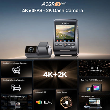 VIOFO DASHCAM A329 4K FRONT 2K REAR CHANNEL WIFI 6 GPS