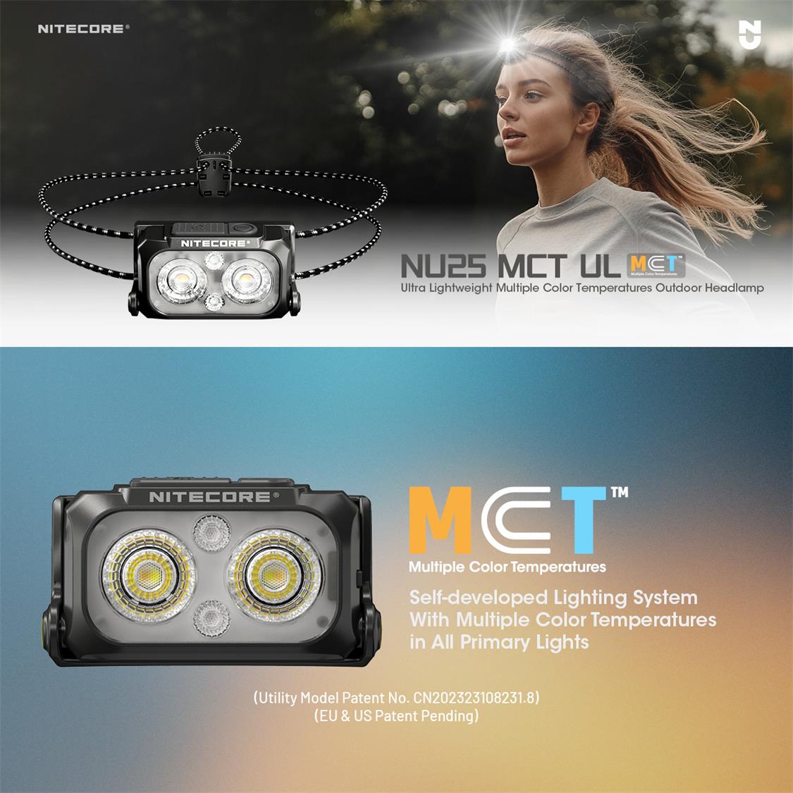 NITECORE USB C 400 LUMENS LED MCT ULTRA LIGHTWEIGHT HEADLAMP BLACK