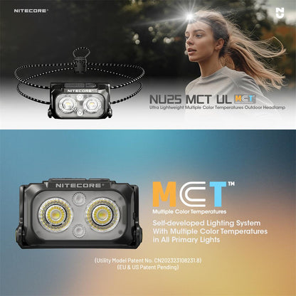 NITECORE USB C 400 LUMENS LED MCT ULTRA LIGHTWEIGHT HEADLAMP BLACK