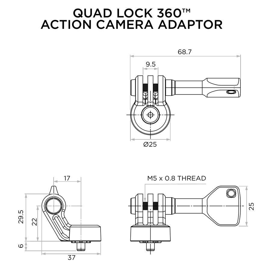 Quad Lock 360 Head - Action Camera Adaptor