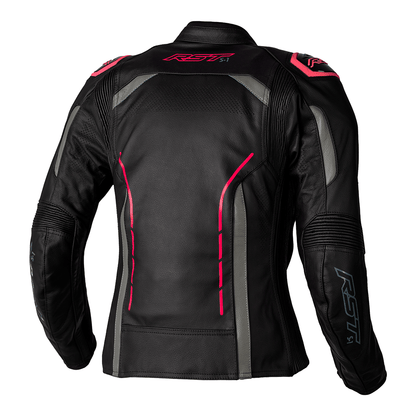 RST S1 LADIES LEATHER JACKET [BLACK/NEON PINK]