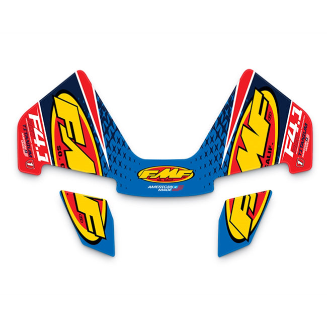 4.1 RCT Muffler Stcker Set FMF Titanium Blue Carbon Cap