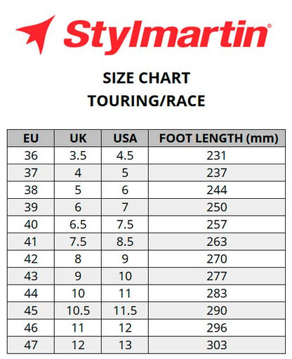 Stylmartin-touring-race-Size-Chart