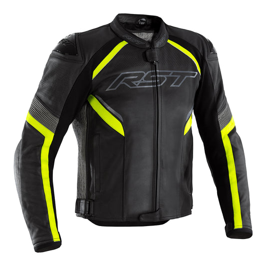 RST SABRE CE LEATHER JACKET [BLACK GREY FLO YELLOW