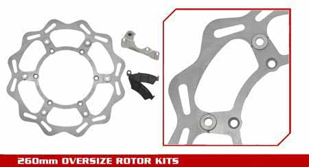 The 260mm oversized front rotor kit includes a set of SM1 pads