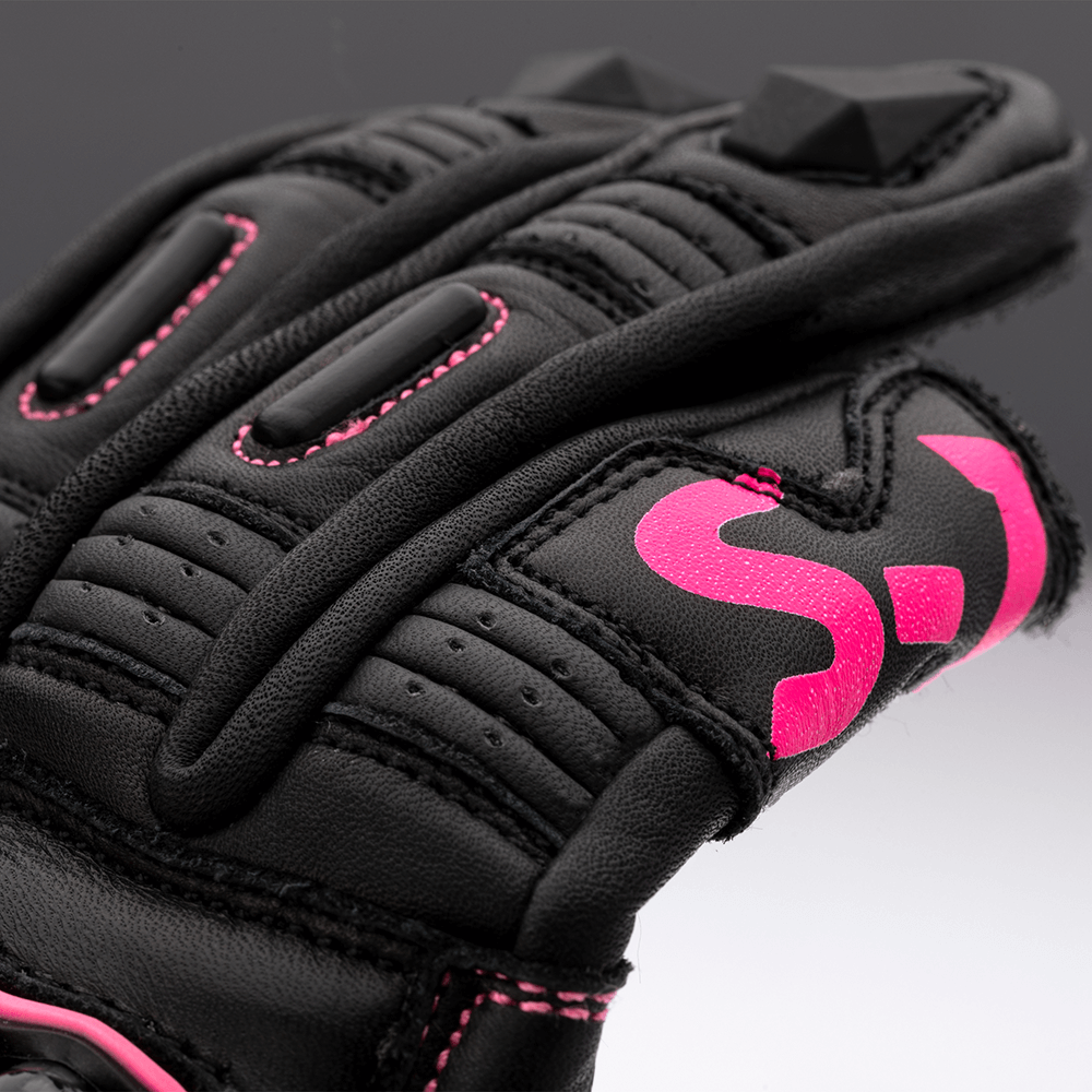 RST S1 LADIES LEATHER GLOVE [BLACK/NEON PINK]